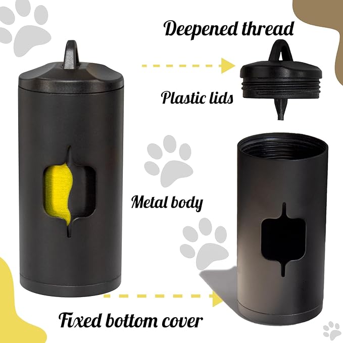 Metal Dog Poop Bag Holder w/Leash Clip|Durable Scratch-Resistant Aluminum|135 - Image 2