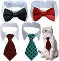 4 Pieces Pets Dog Cat Bowtie Pet Costume Adjustable Formal Necktie Collar by Yosbabe