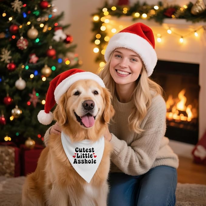 Cutest Little Asshole White Dog Bandana, Cute Soft Pet Scarf Decor, Funny Pet - Image 5