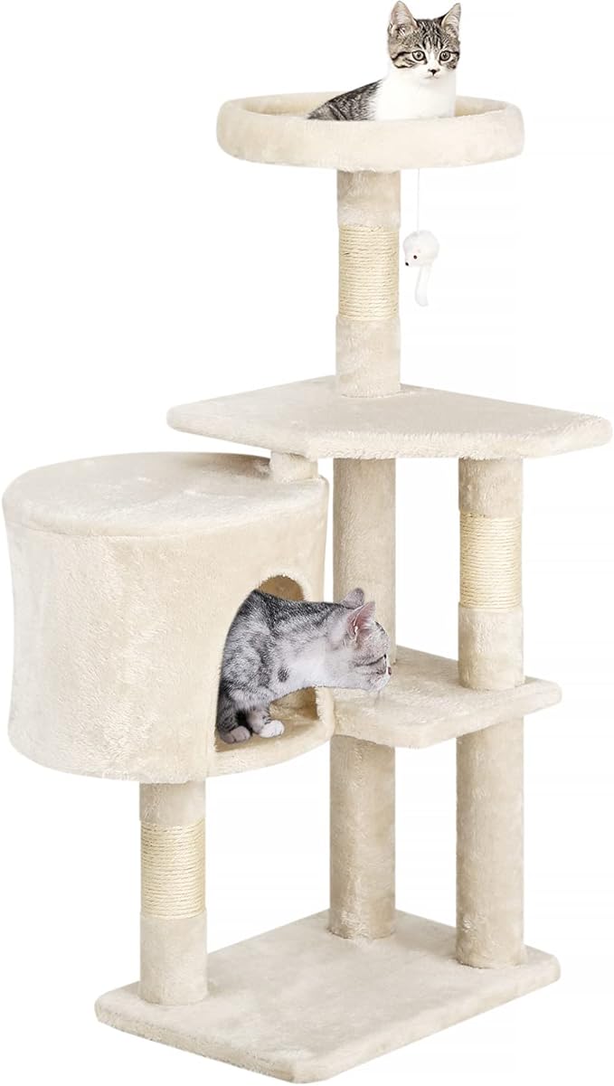 BestPet | 36" Cat Tree Tower | Beige | Sturdy Multi-Level Cat Tree by BestPet
