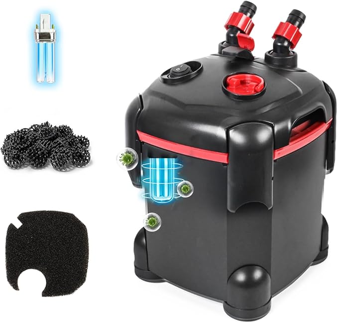 172GPH Canister Filter, External Aquarium Filter Ultra-Quiet Water Circulation by PONDFORSE