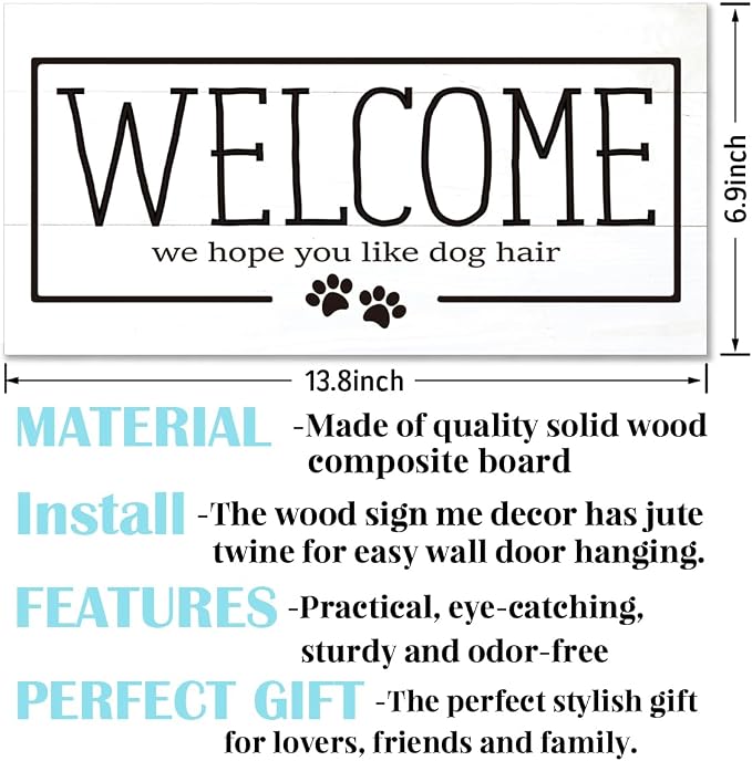 Welcome Sign for Front Door, Welcome Decor Wooden Hanging Sign for Dog Lover - Image 2