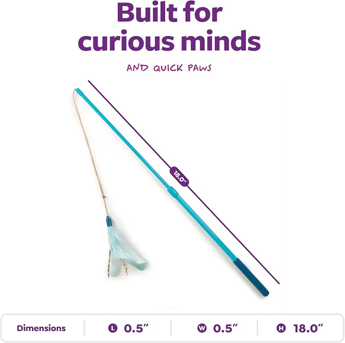SmartyKat Frisky Flyer Feather Wand Cat Toy, Extendable Up to 24" - Image 3