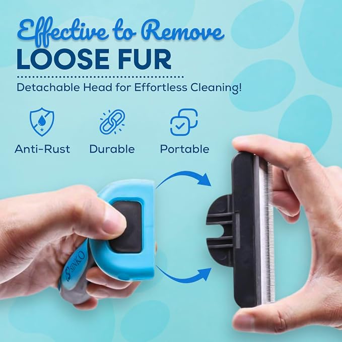 Sinko Deshedding Tool for Dogs & Cats, Pet Grooming Brush, Skin Friendly - Image 5