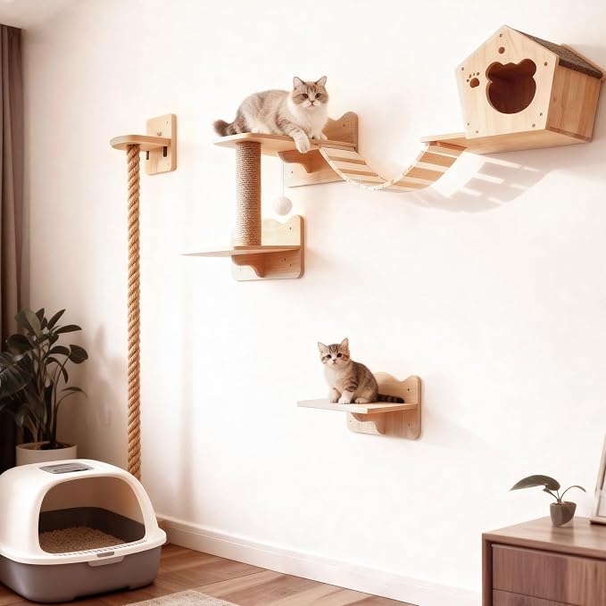 Cat Wall Shelves, DIY Wall-Mounted Cat Furniture Set - Image 3