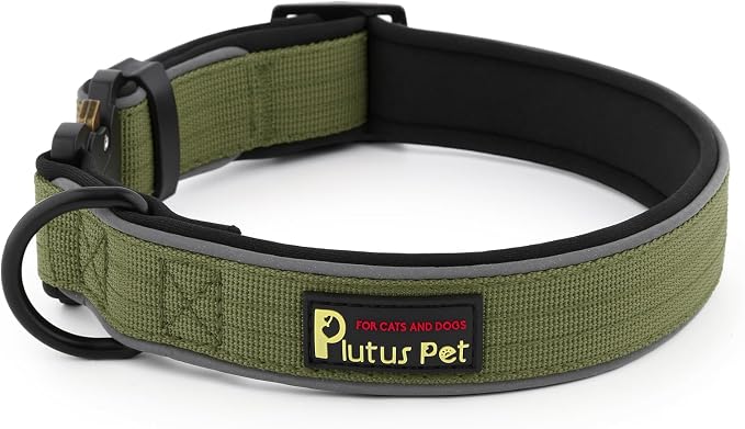 Plutus Pet Tactical Dog Collar, Reflective, Adjustable Heavy Duty Dog Collar by PLUTUSPET