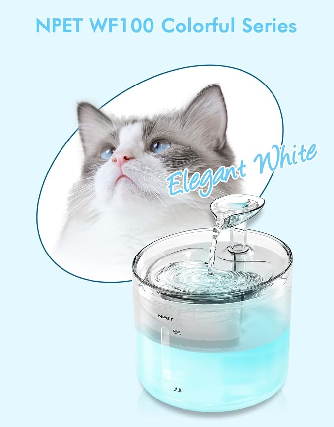 NPET WF100 Cat Fountain, 54oz/1.6L Automatic Pet Water Fountain Dog Water - Image 7