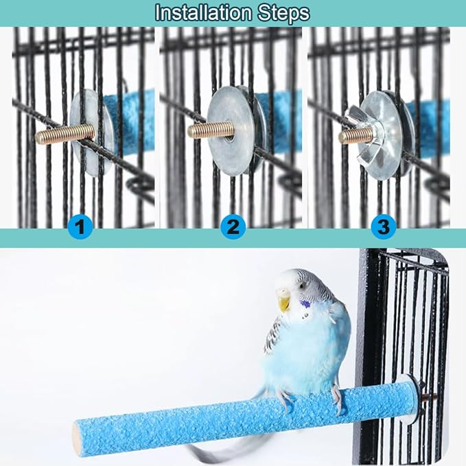 Hamiledyi 4 PCS Parrot Perch Stand Toy 7.9x0.8inch Bird Cage Perch Natural Paw - Image 6