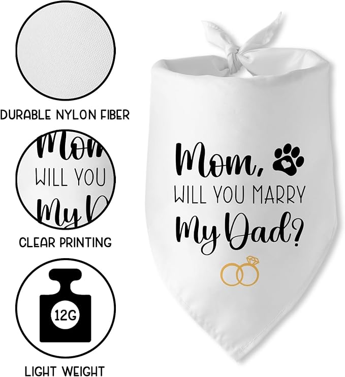 Engagement Gifts Mom, Will You Merry My Dad? Dog Bandana Pet Scarf Wedding - Image 3