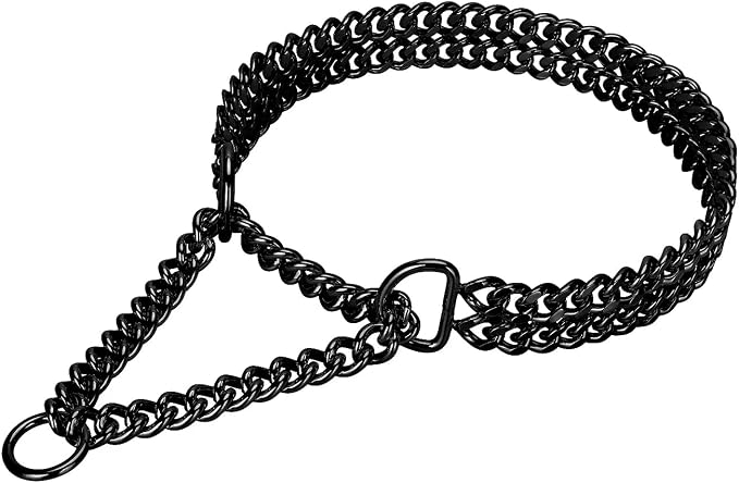 Black Dog Chain Collar Stainless Steel Black Dog Collar Adjustable Walking by KINGOLDOS