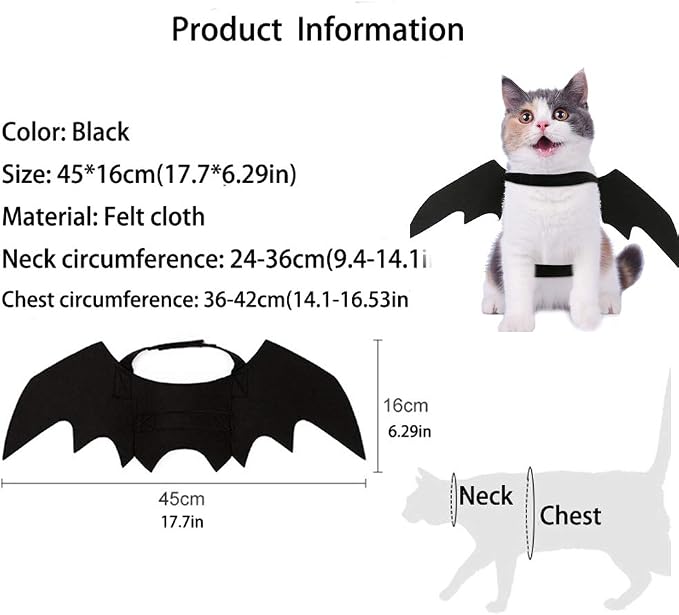 Pet Cat Bat Wings for Halloween Party Decoration, Puppy Collar Leads Cosplay - Image 3