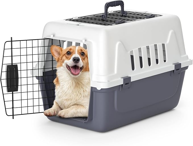 MoNiBloom 22-Inch Dog Crate Plastic 2-Door Top Loading Cat Carrier, Hard-Sided by Monibloom