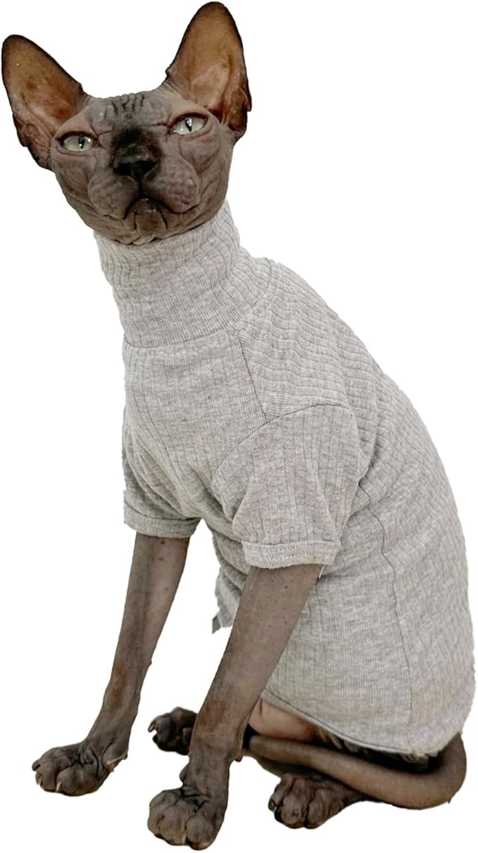 Sphynx Hairless Cats Shirt Cotton Cat Turtleneck Sweater Pullover Kitten by Kitipcoo