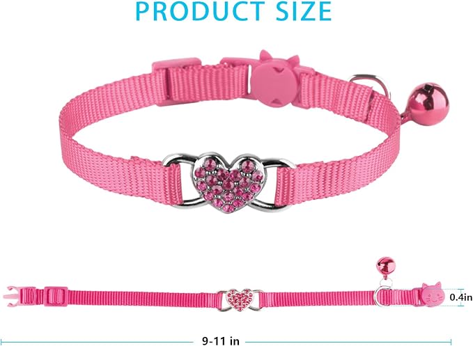 2 Pcs Cat Collars Heart Bling Breakaway - Image 3