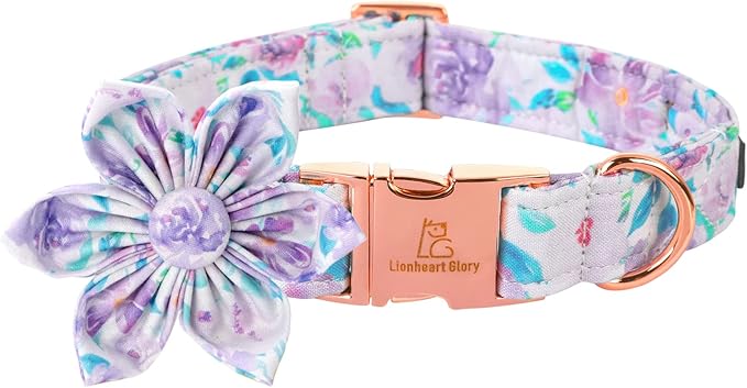 Lionheart Glory Cute Floral Pattern Adjustable Dog Collar by LionheartGlory