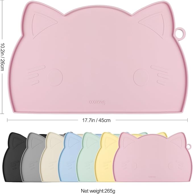Coomazy Cat Food & Water Mat, Thicker Non-Slip Silicone Mat - Image 2