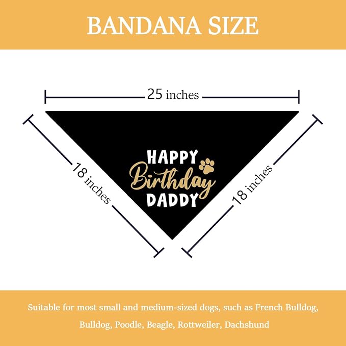 Happy Birthday Daddy Dog Bandana Black Puppy Bandanas Birthday Decorations - Image 2