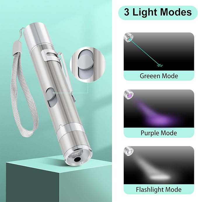 TBTeek Cat Toy, Unique Green Light, 7-in-1 Modes, 5 Fun Patterns, USB Charging - Image 3