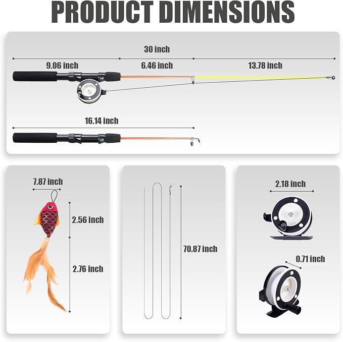 Cat Toys Interactive for Indoor Cats Wand Retractable Fishing Pole - Image 2