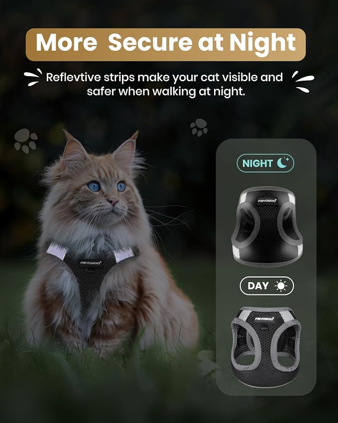 FAYOGOO Cat Harness and Leash Set | Upgrade Step-in Escape Proof Harness | - Image 5