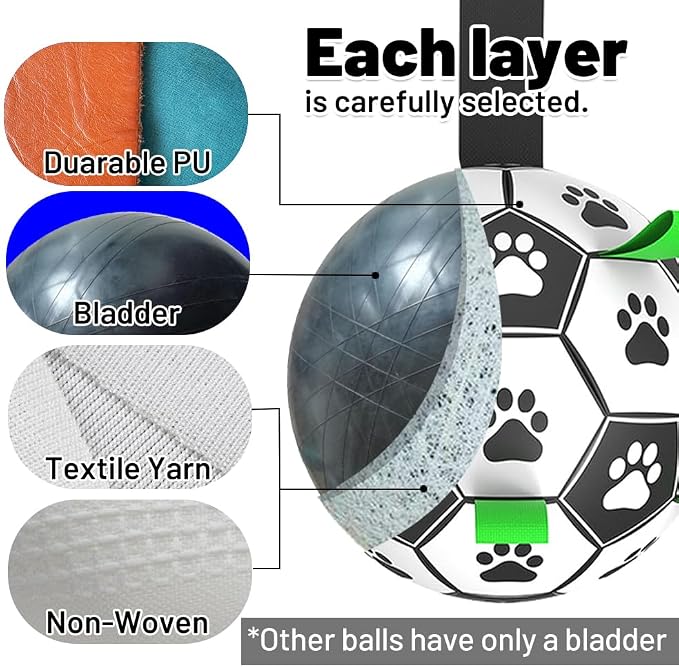 Dog Soccer Ball Toys with Straps, Puppy Birthday Gifts, Dogs Tug Toy, Water Toy - Image 2
