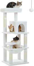 White Cat Tree for Indoor Cats, 45.7" Multi-Level Cat Tower by MUTTROS