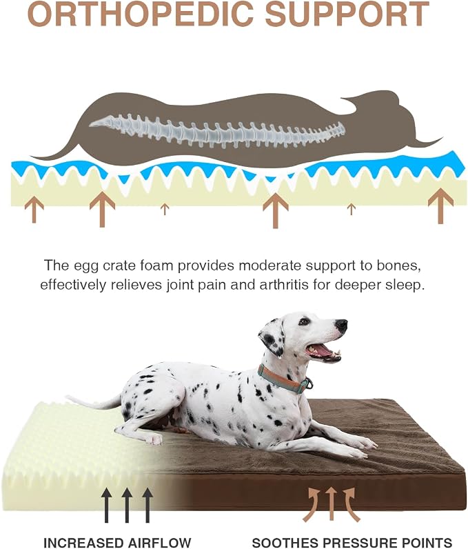 KSIIA Orthopedic Dog Bed Crate Waterproof Pet Mats - Image 2