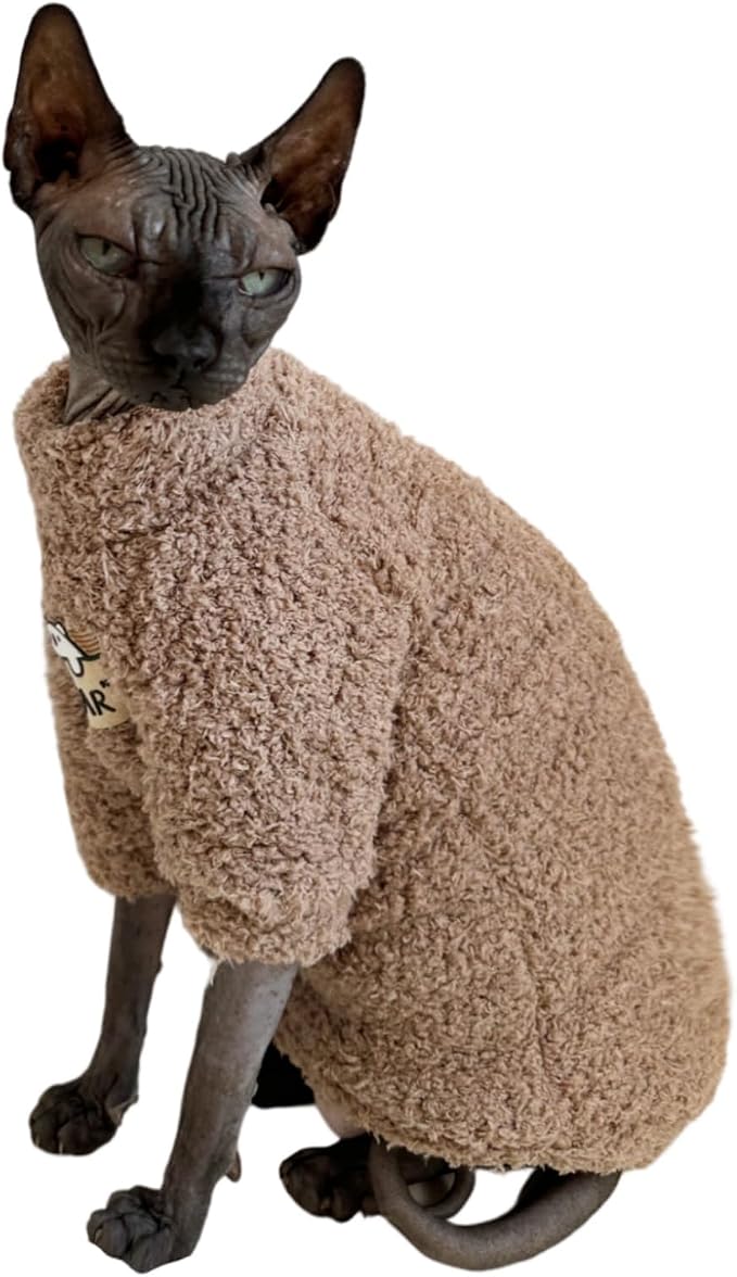 Sphynx Cat Clothes Hairless Cat Super Soft Warm Fleece T Shirt Elastic Winter - Image 2