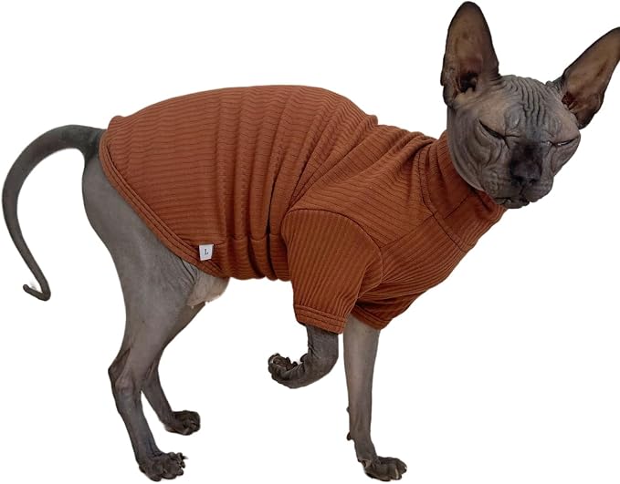 Sphynx Hairless Cats Shirt Cotton Cat Turtleneck Sweater Pullover Kitten - Image 2