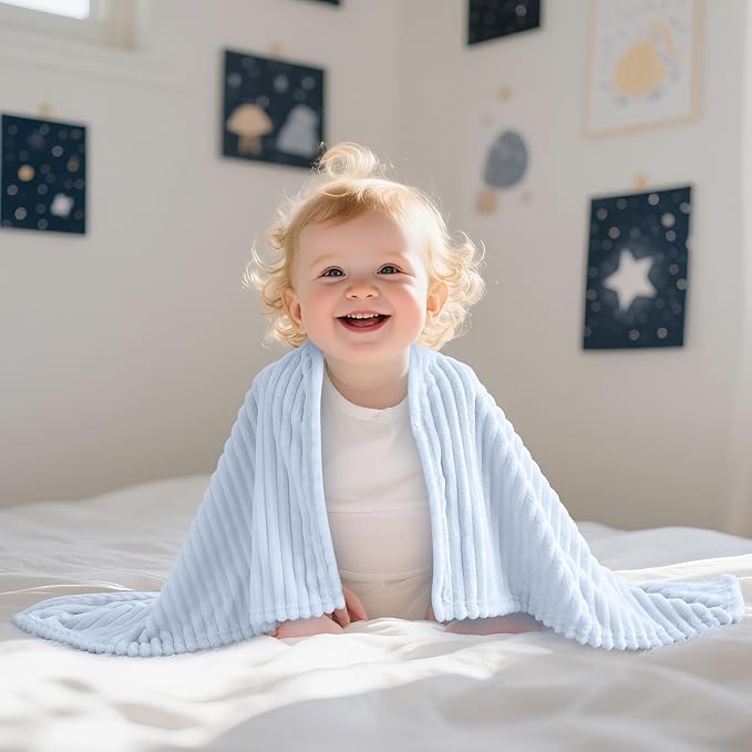 Soft Fleece Baby Blanket Ultra Cozy Blue Baby Blankets - Image 8