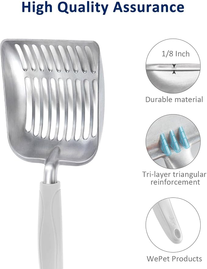 WePet Cat Litter Scoop, Aluminum Alloy Sifter, Kitty Metal Scooper, Deep Shovel - Image 4