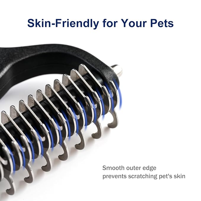 WePet Grooming Rake for Dogs & Cats, Double-Sided Deshedding Brush, Extra-Wide - Image 4