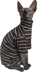 Vintage Stripes Sphynx Hairless Cats Shirt Cotton Cat Turtleneck Pet Clothes by Kitipcoo