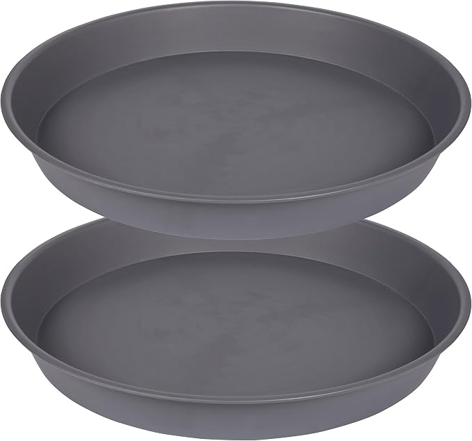 2 Pack of 8 inch Plant Saucer Clear, Heavy Duty Plastic Plant Water Tray 8 inch by Bleuhome