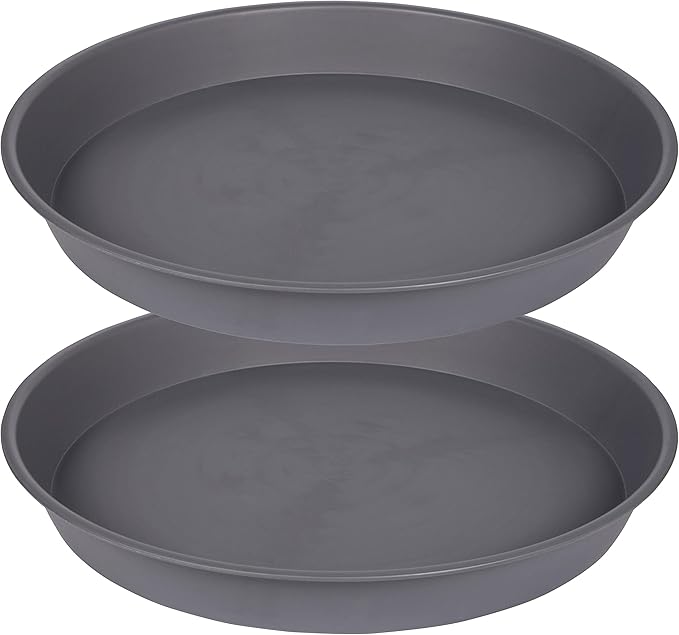 2 Pack of 10 inch Plant Saucer Gray, Heavy Duty Plastic Plant Saucer 10 inch by Bleuhome
