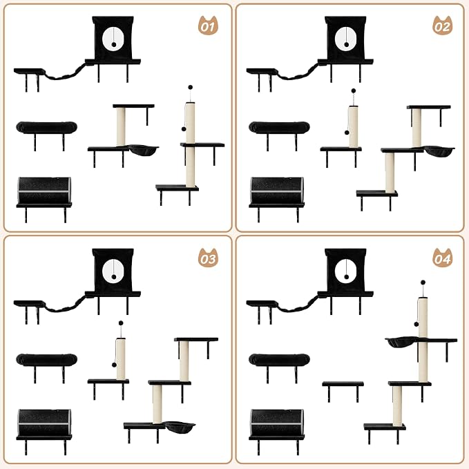 NUNU LAB Cat Wall Shelves Set, Scratching Post, Wall Shelves - Image 2