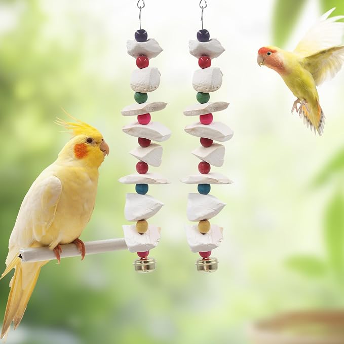 2 Pack Bird Toys with Cuttlebone, Parakeet Toys, Bird Beak Grinding Stone - Image 5