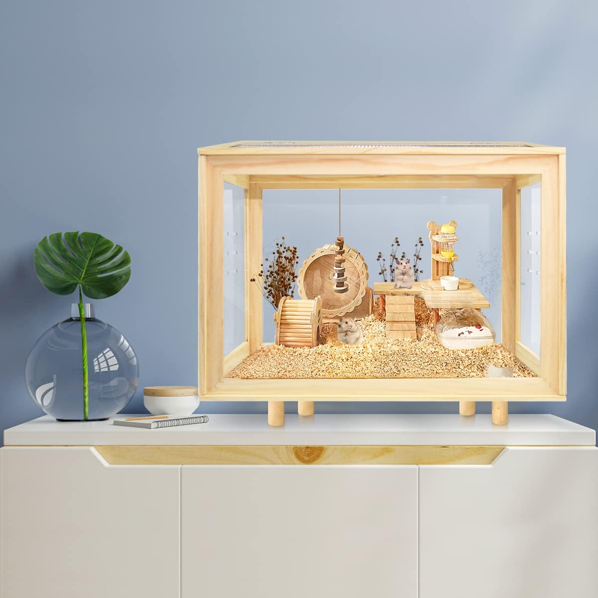 Large Wooden Hamster Habitat, 22.8 x 15.7 x 18.85 Inch - GlobalHabitat Supply