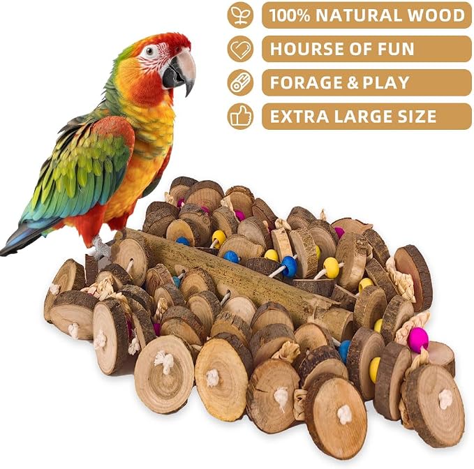 Extra Large Bird Parrot Toys- 19.7 inch Multicolored Natural Wooden Block - Image 7