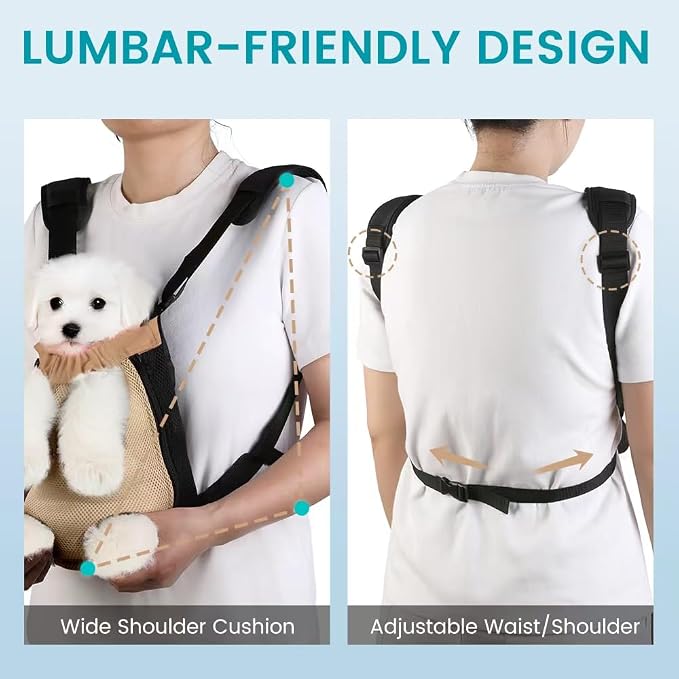 Dog Backpack Carrier, Thick Straps & Cushion, Pet Sling Front Backpacks - Image 7