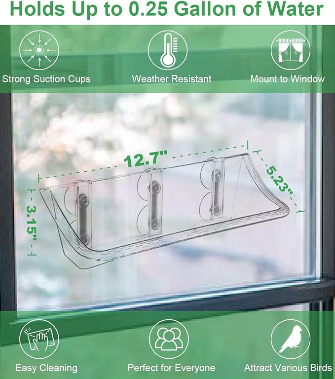 Clear Window Mounted Bird Feeder Bath - Image 3