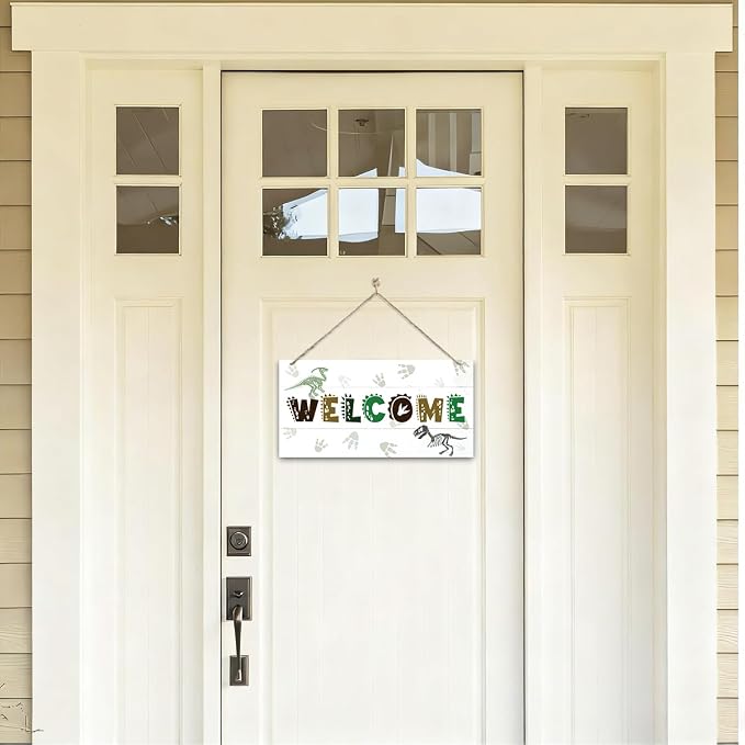 Welcome Sign for Front Door, Playroom Wall Decor, Dinosaur Theme Wall Hanging - Image 4