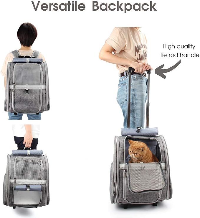 Lollimeow Pet Rolling Carrier, Dog Backpack - Image 5