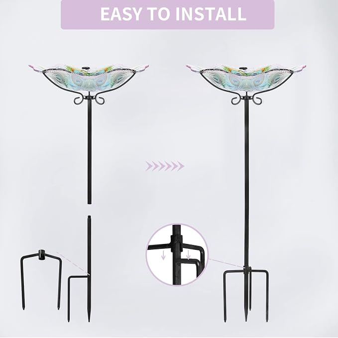 MUMTOP Glass Bird Bath, Garden Outdoor Birdbaths Birdfeeder - Image 7