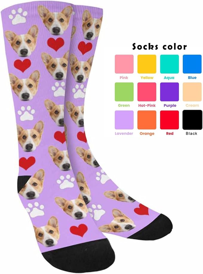 Custom Face Socks, Personalized Dog Lover Pet Photo Picture on Socks Unisex - Image 3