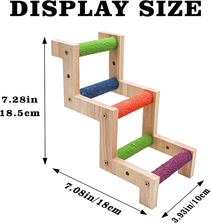 Bird Ladder Bridge, Wooden Parrot Hamster Climbing Ladder Toys, Bird Perch Stand - Image 6