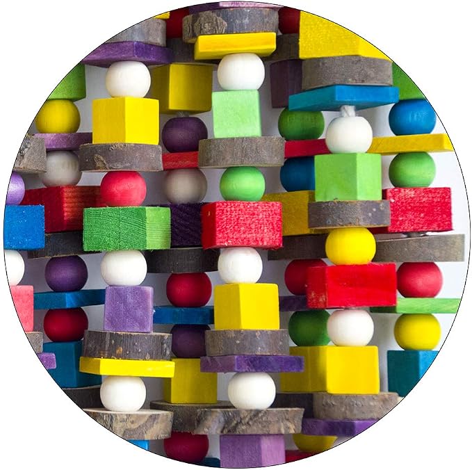 Deloky Extra Large Bird Parrot Chewing Toy-Multicolored Natural Wooden Blocks - Image 3