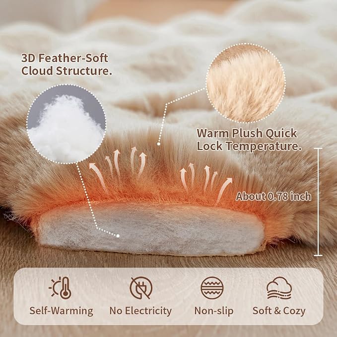 Self-Warming Cat Bed, Plush Faux Fur Pet Bed Mat - Image 5