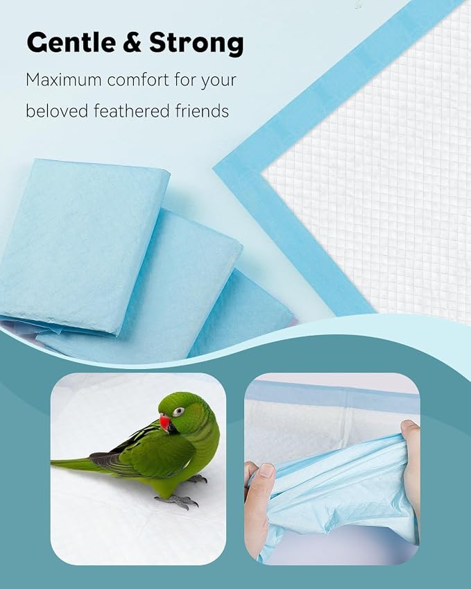 Pawfly 40 Sheets Disposable Bird Cage Liners, 23.6" x 23.6", Super Absorbent - Image 7