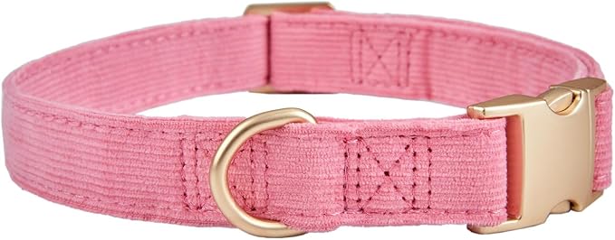 Soft Cotton Dog Collar with Metal Buckle Adjustable Heavy Duty Comfy Corduroy - Image 3